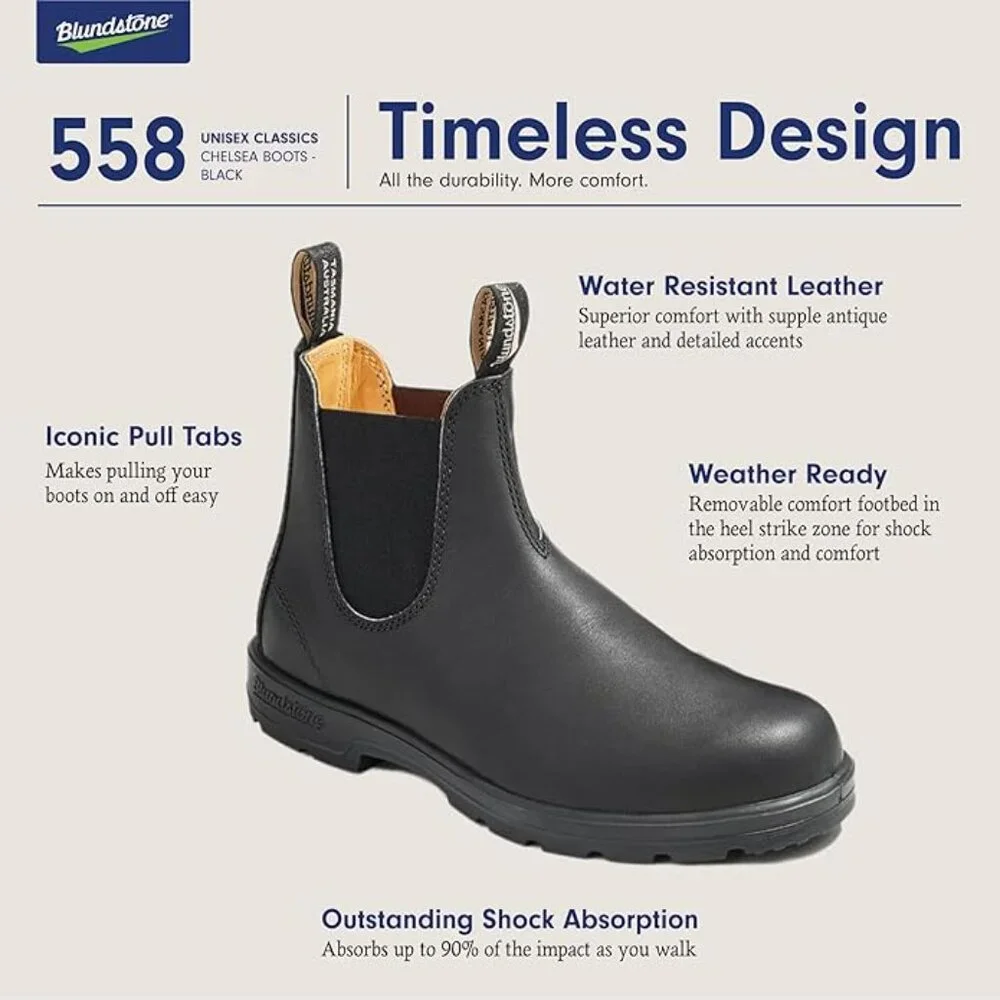 Blundstone 558 Unisex Classic Series Chelsea Boot for Men and Women with Shock A